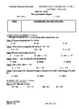 Đề và đáp án kiểm tra cuối học kì I Toán lớp 2 - Năm học 2016-2017 - Trường Tiểu học Phú Lãm